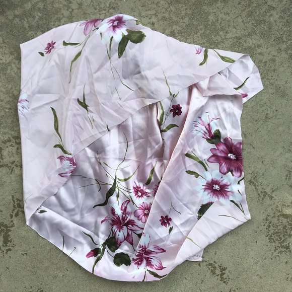 Pink Floral Satin Fabric - Picture 1 of 4